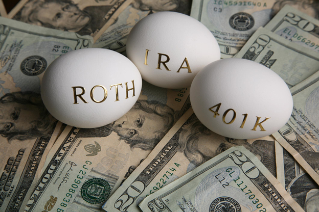 eggs with gold lettering ROTH, IRA, 401K